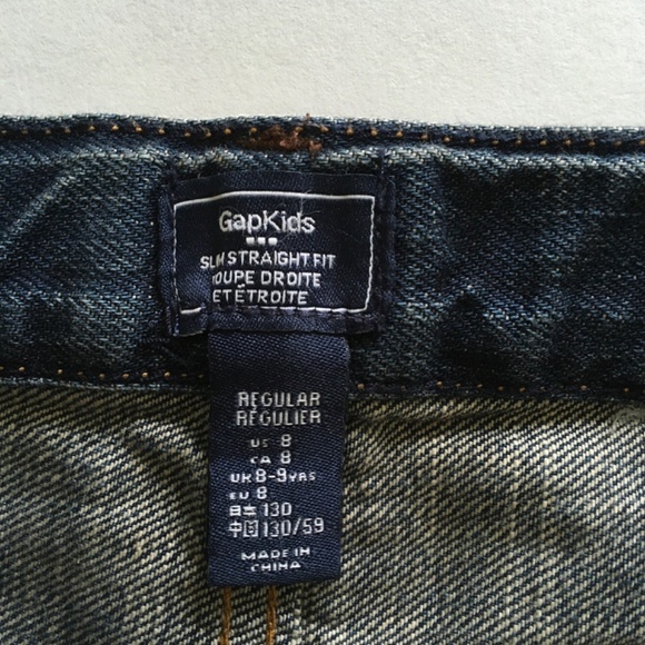 Boys Gap Kids Denim Jeans Slim Straight Adjustable Waist Blue Sz 8 Dark Wash NWT - Picture 8 of 16